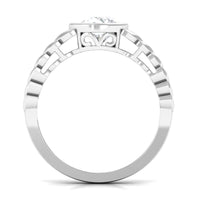 Bezel set cubic zirconia leaf engagement ring from Rosec Jewels, featuring a 1.3 carat sparkle and intricate leaf design.