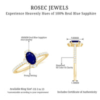 Natural 0.6 Carat blue sapphire oval engagement ring with diamond accents by Rosec Jewels, featuring a elegant ring design.