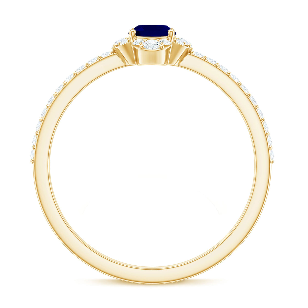 Natural 0.6 carat blue sapphire oval engagement ring with diamonds by Rosec Jewels, showcasing a stunning gemstone and elegant design.