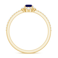 Natural 0.6 carat blue sapphire oval engagement ring with diamonds by Rosec Jewels, showcasing a stunning gemstone and elegant design.