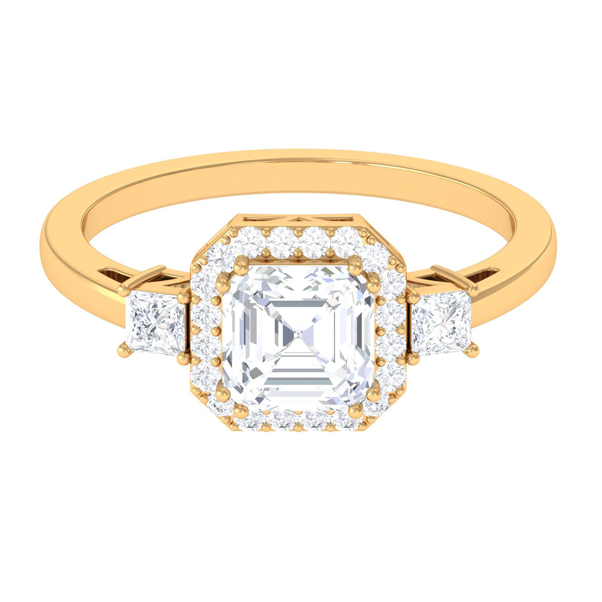 Asscher Cut Zircon Statement Engagement Ring