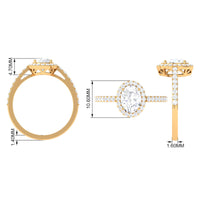 2.75 CT Simple Zircon Oval Engagement Ring with Halo