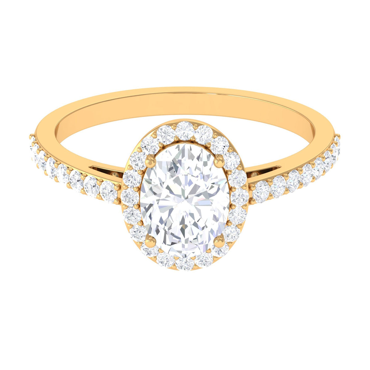 2.75 CT Simple Zircon Oval Engagement Ring with Halo