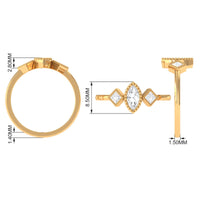 Beaded Bezel Set Zircon Three Stone Engagement Ring