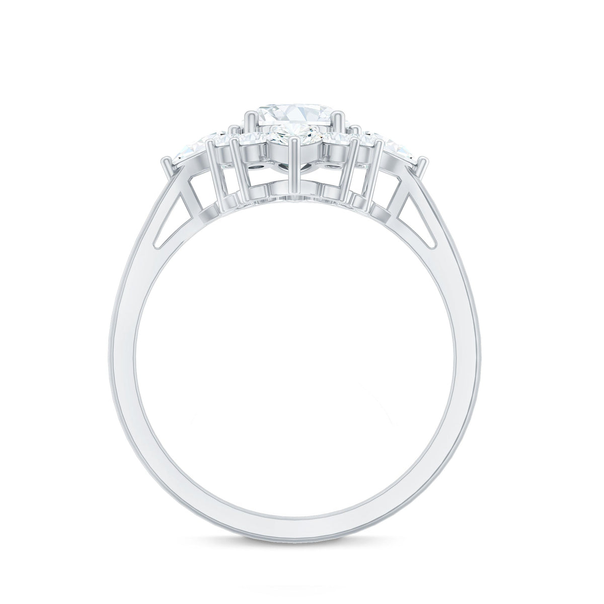 1 Carat Oval Zirconia Statement Engagement Ring with Halo
