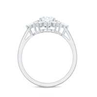 1 Carat Oval Zirconia Statement Engagement Ring with Halo
