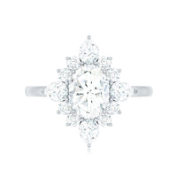 1 Carat Oval Zirconia Statement Engagement Ring with Halo