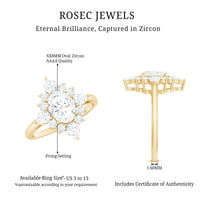 1 Carat Oval Zirconia Statement Engagement Ring with Halo