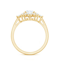 1 Carat Oval Zirconia Statement Engagement Ring with Halo