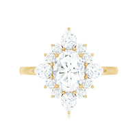 1 Carat Oval Zirconia Statement Engagement Ring with Halo