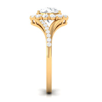 Round Zircon Halo Engagement Ring with Split Shank
