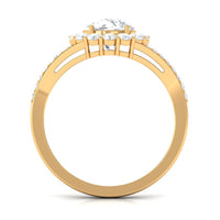 Round Zircon Halo Engagement Ring with Split Shank