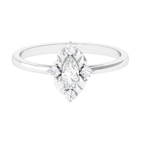 Marquise cut cubic zirconia engagement ring with textured detail from Rosec Jewels, showcasing the sparkling stone and intricate band design.