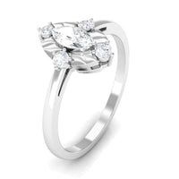 Marquise cut cubic zirconia engagement ring with textured detail from Rosec Jewels, showcasing the sparkling central stone and intricate band.