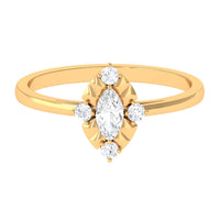 Marquise cut cubic zirconia engagement ring with textured detail, showcasing Rosec Jewels' elegant design and intricate craftsmanship.