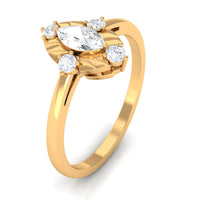 Marquise cut cubic zirconia engagement ring with textured detail from Rosec Jewels, showcasing a sparkling center stone and intricate band design.