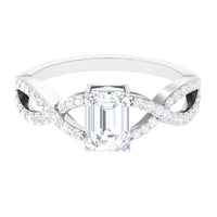Rosec Jewels 2.50 CT octagon cut zircon crossover engagement ring with sleek band and sparkling central stone.