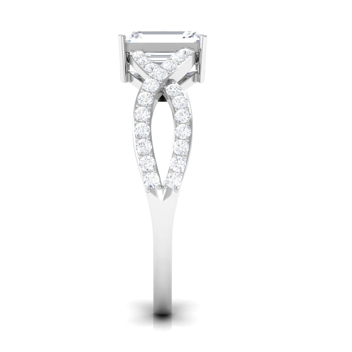 Rosec Jewels 2.50 CT octagon cut zircon solitaire crossover engagement ring with a sleek band and sparkling center stone.