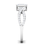 Rosec Jewels 2.50 CT octagon cut zircon solitaire crossover engagement ring with a sleek band and sparkling center stone.