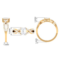 2.50 CT octagon cut zircon solitaire crossover engagement ring from Rosec Jewels, showcasing the sparkling center stone and intricate band design.