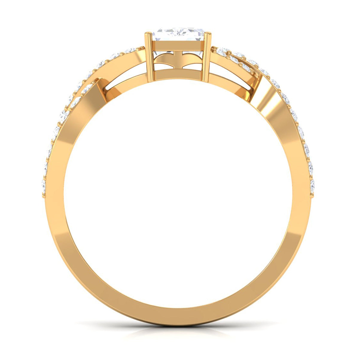 Rosec Jewels 2.50 CT octagon cut zircon solitaire crossover engagement ring with elegant design and sparkling stone.