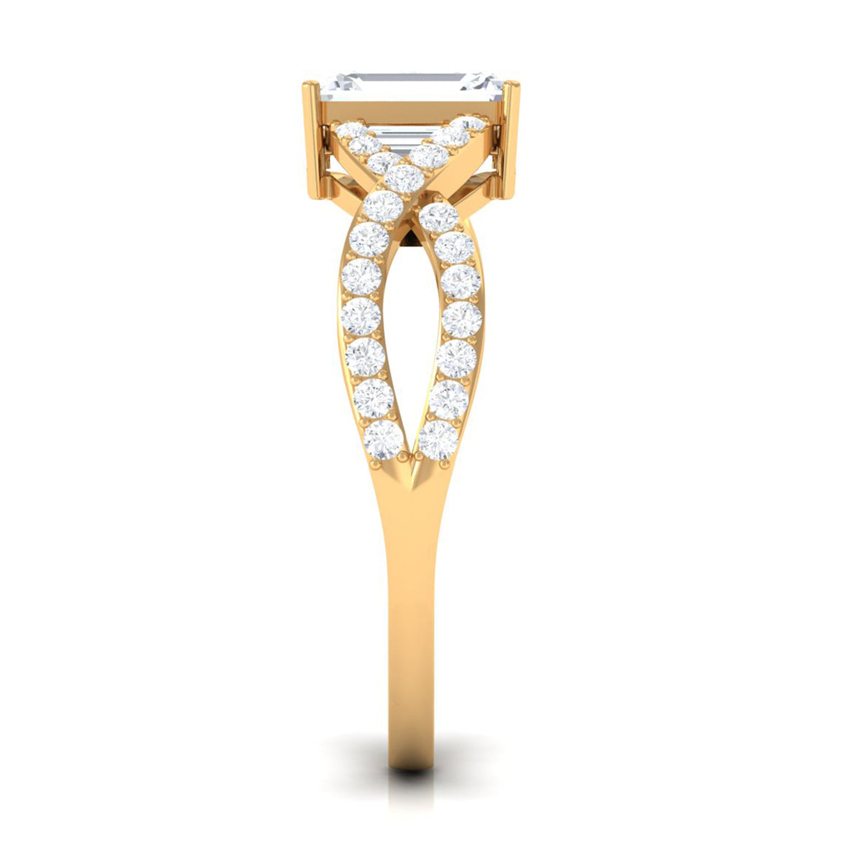 Rosec Jewels 2.50 CT octagon cut zircon crossover engagement ring showcasing a sparkling solitaire design.