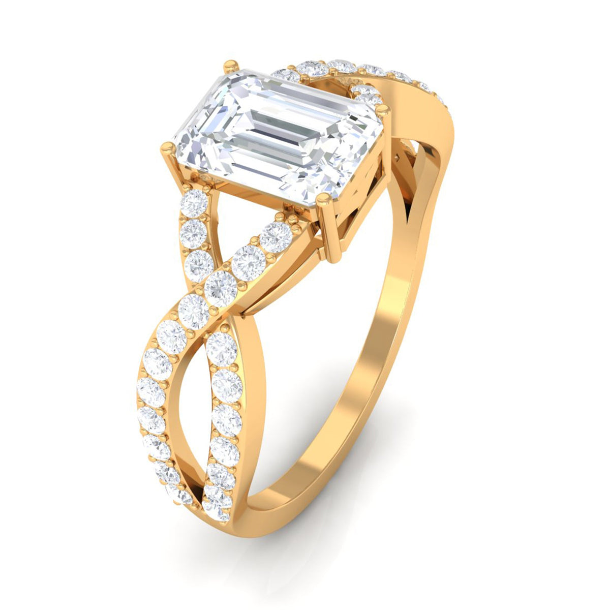 Rosec Jewels 2.50 CT octagon cut solitaire zircon crossover engagement ring with a sleek band and sparkling gemstone.
