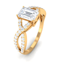 Rosec Jewels 2.50 CT octagon cut solitaire zircon crossover engagement ring with a sleek band and sparkling gemstone.