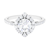 1 Carat Round Cubic Zirconia Halo Engagement Ring