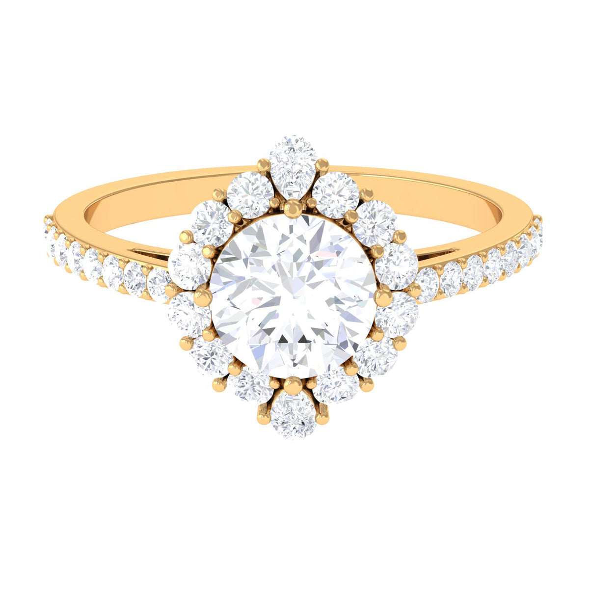 1 Carat Round Cubic Zirconia Halo Engagement Ring