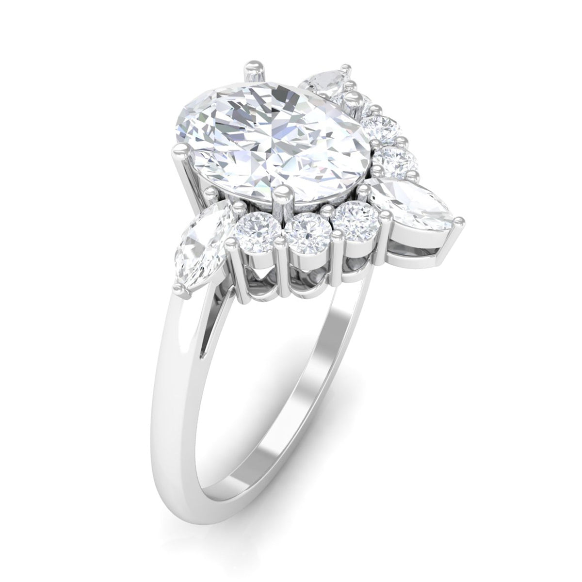 Oval 1 Carat Zircon engagement ring for women by Rosec Jewels, featuring a sparkling central stone and elegant band.