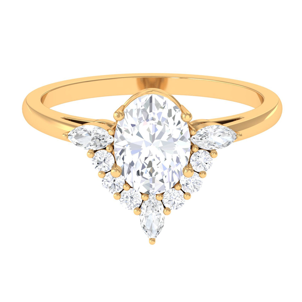 Oval zircon engagement ring for women featuring a 1-carat stone set in a rose gold band, from Rosec Jewels.