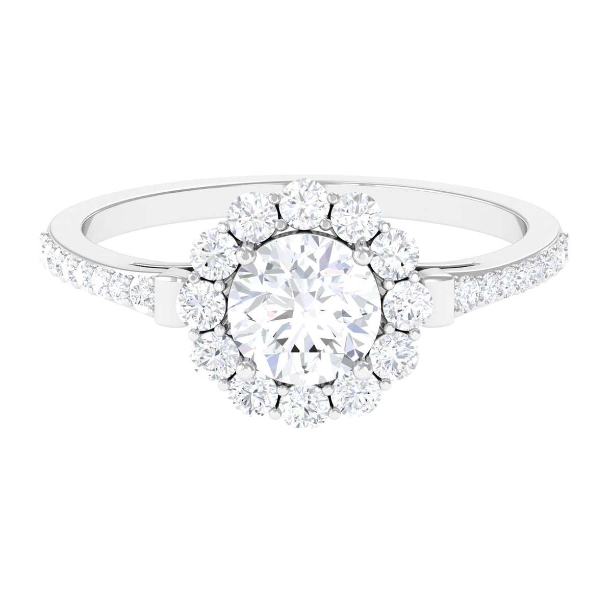1.9 Carat Round Cubic Zirconia Halo Engagement Ring