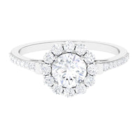 1.9 Carat Round Cubic Zirconia Halo Engagement Ring