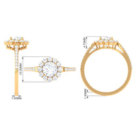 1.9 Carat Round Cubic Zirconia Halo Engagement Ring