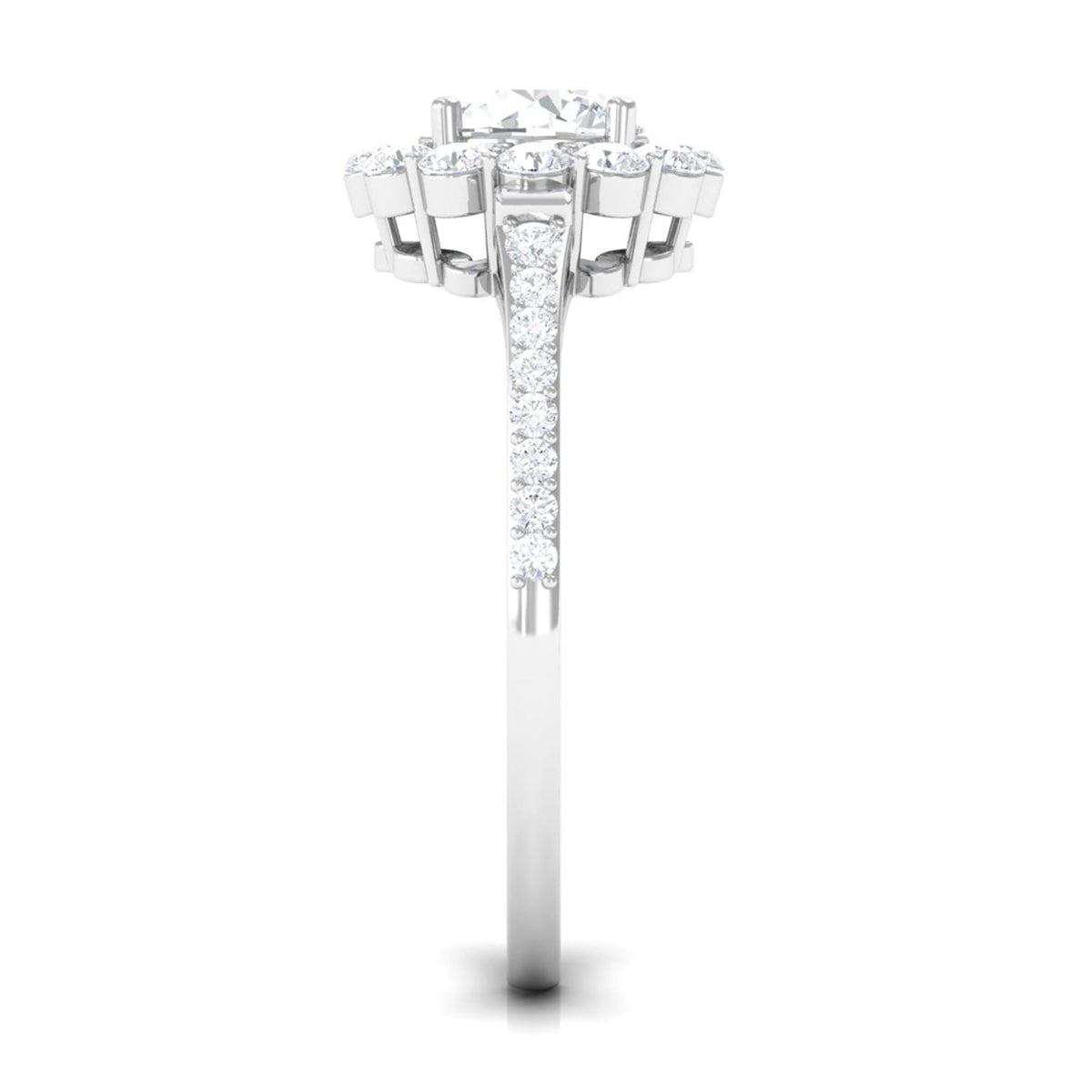 1.9 Carat Round Cubic Zirconia Halo Engagement Ring