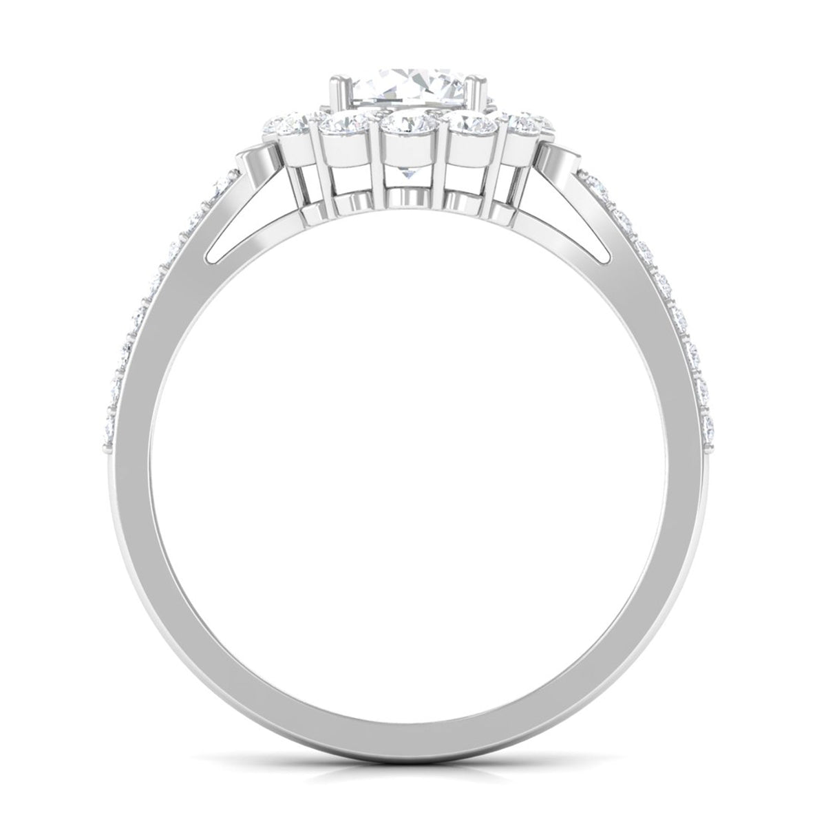 1.9 Carat Round Cubic Zirconia Halo Engagement Ring
