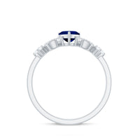 Natural 0.6 Carat Blue Sapphire Heart Promise Ring with Diamond