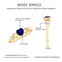 Natural 0.6 Carat Blue Sapphire Heart Promise Ring with Diamond