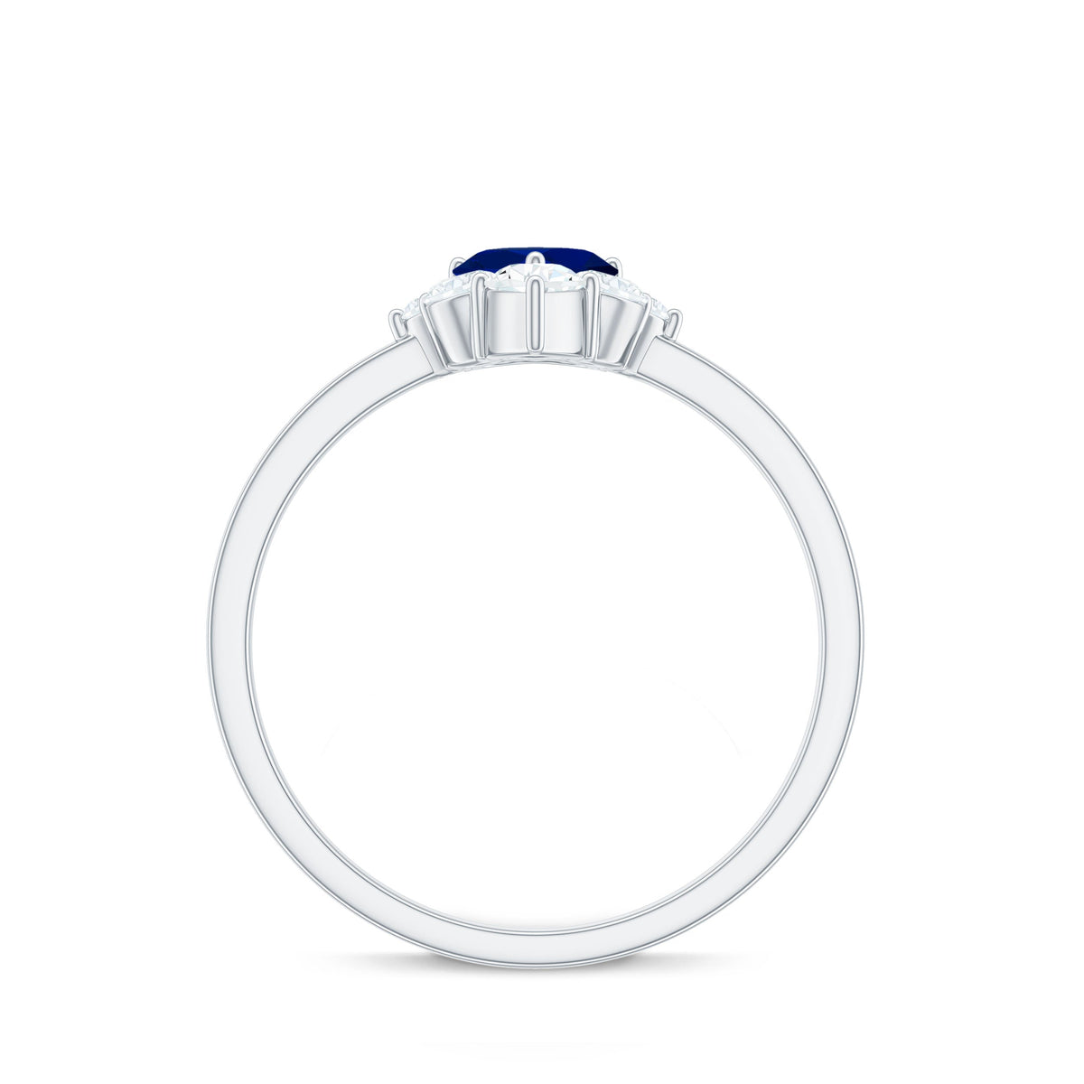 Heart-shaped blue sapphire promise ring with diamond accents by Rosec Jewels, showcasing a 0.6 carat gemstone in a elegant ring setting.