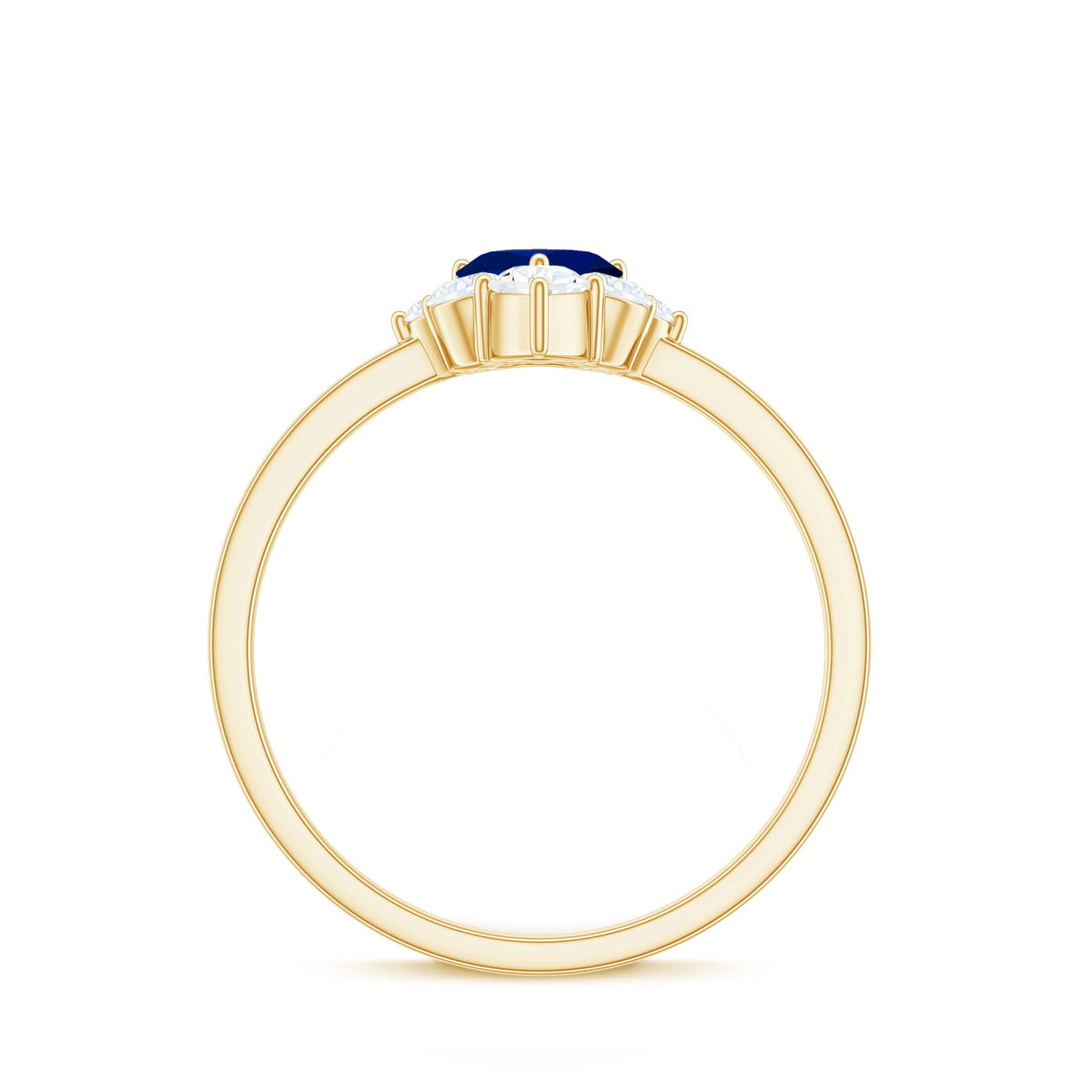Heart-shaped blue sapphire promise ring with 0.6 carats and diamond accents, featuring rose gold band from Rosec Jewels.