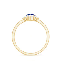 Heart-shaped blue sapphire promise ring with 0.6 carats and diamond accents, featuring rose gold band from Rosec Jewels.