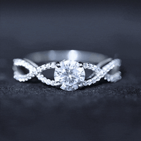 Round cut zircon crossover engagement ring with 2 carats, featuring a solitaire design and rose gold finish by Rosec Jewels.