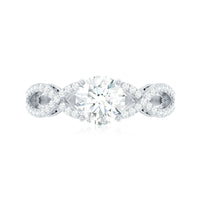 Two-carat round cut solitaire zircon crossover engagement ring by Rosec Jewels with a sleek band and sparkling center stone.