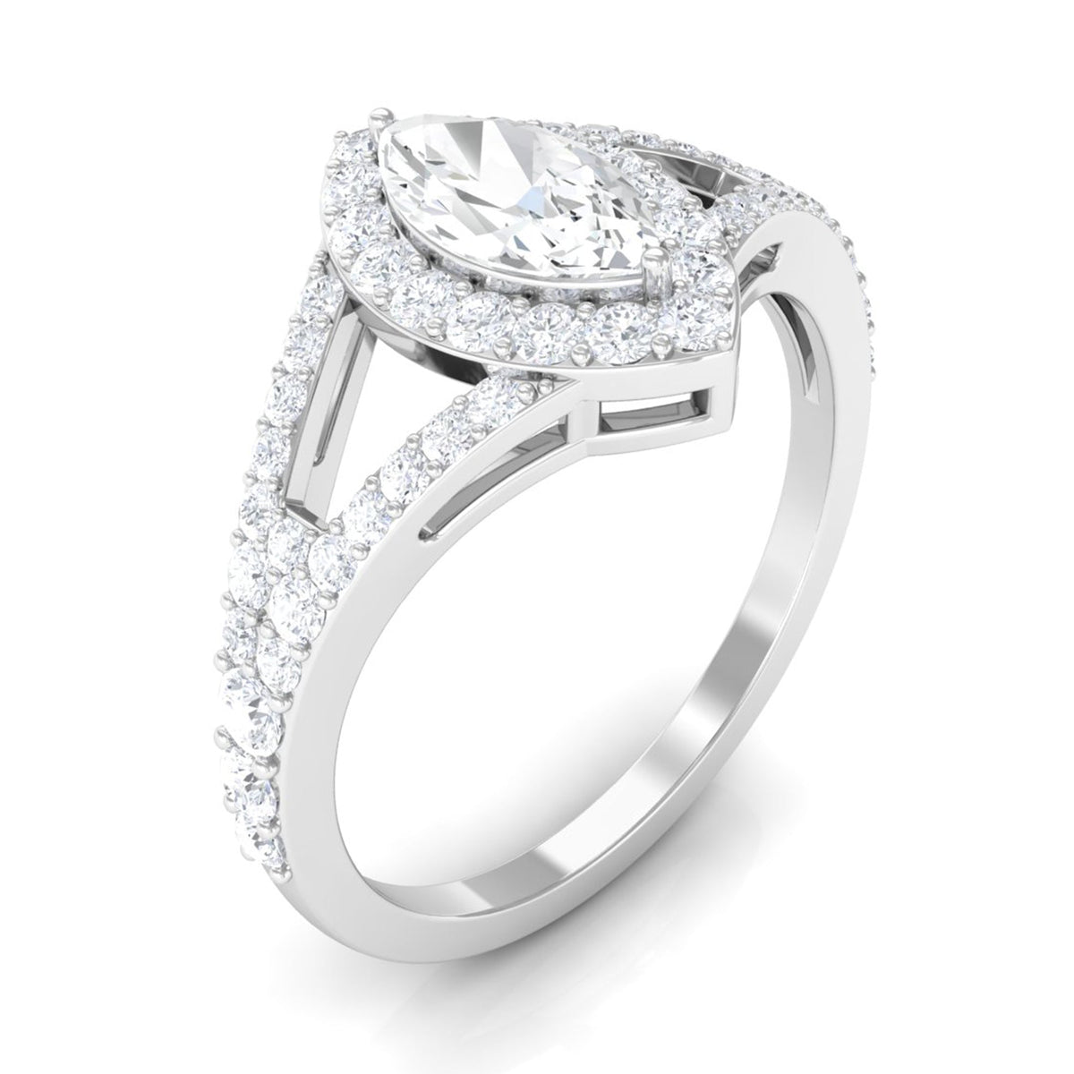 1.75 CT Split Shank Marquise Cut Zircon Engagement Ring