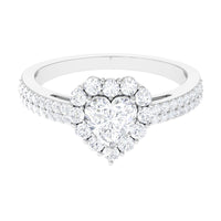 2 CT Zircon Heart Engagement Ring with Halo and Side Stones
