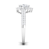 2 CT Zircon Heart Engagement Ring with Halo and Side Stones