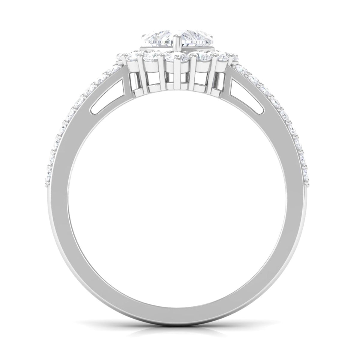 2 CT Zircon Heart Engagement Ring with Halo and Side Stones