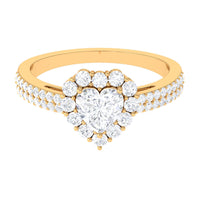 2 CT Zircon Heart Engagement Ring with Halo and Side Stones