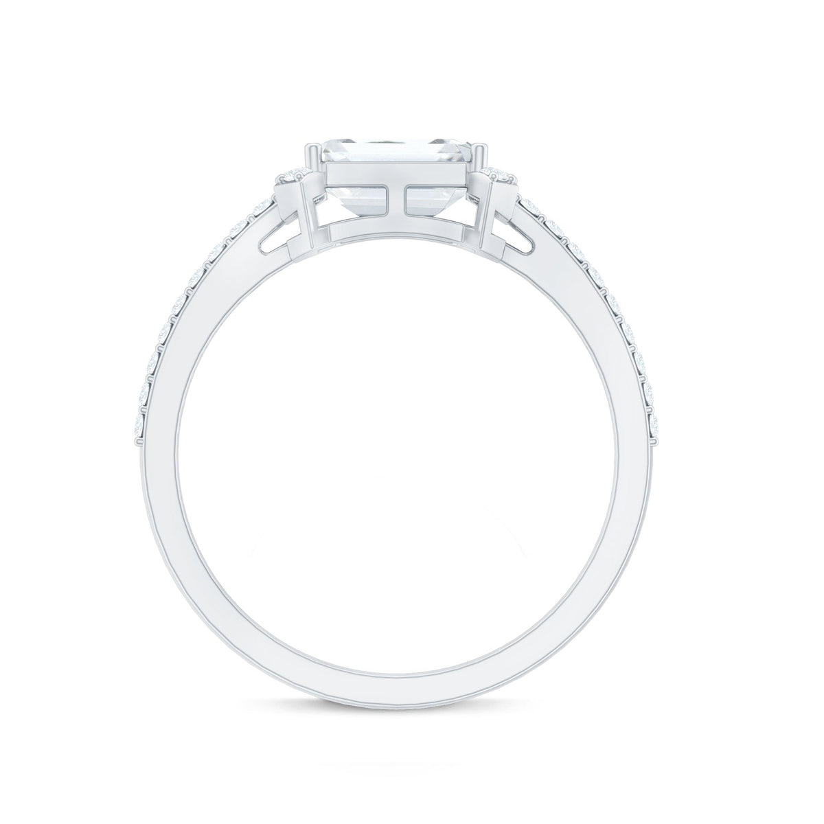 Elegant 1.7 carat cubic zirconia emerald cut engagement ring by Rosec Jewels, featuring a stunning east-west design.